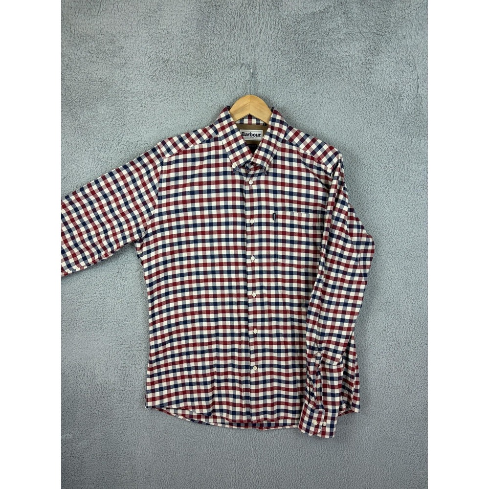 Barbour Shirt Mens Medium Multicolor Check Long Sleeve Button Down Cotton Casual